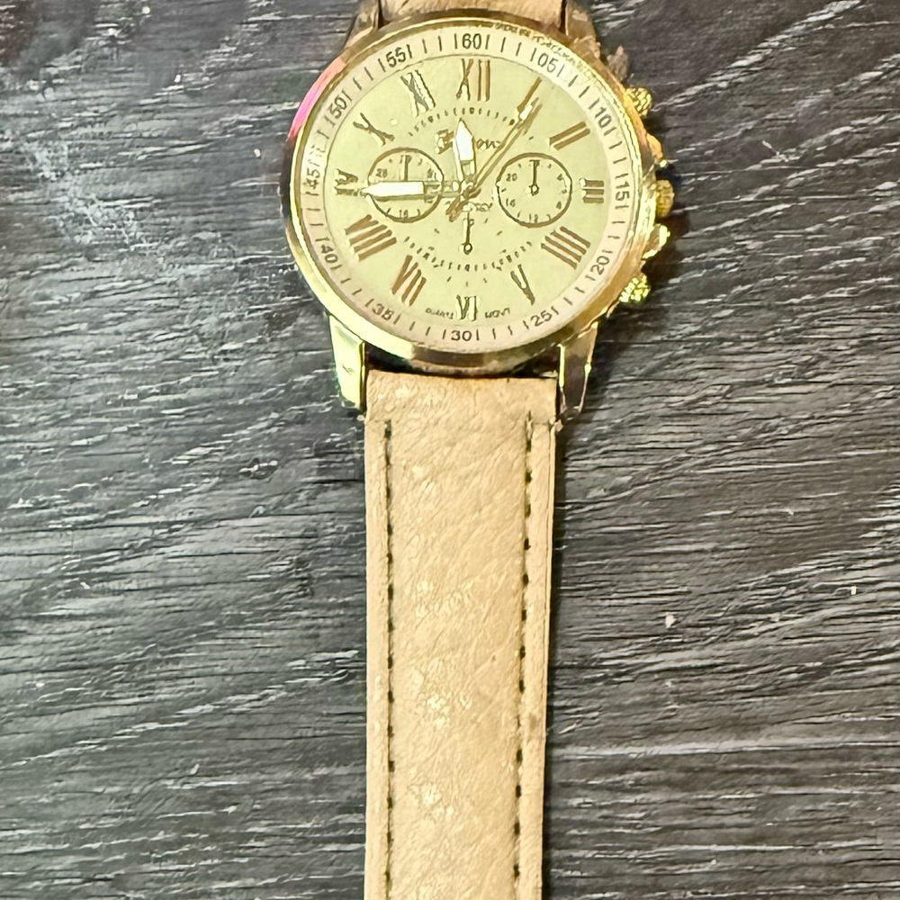 Geneva Gold and Tan Women's Watch